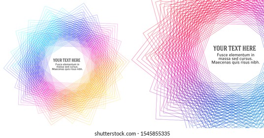 Soft rainbow color. Linear background. Design elements. Poligonal lines. Guilloche. The protective layer for banknotes, diplomas and certificates template. Vector illustration EPS 10