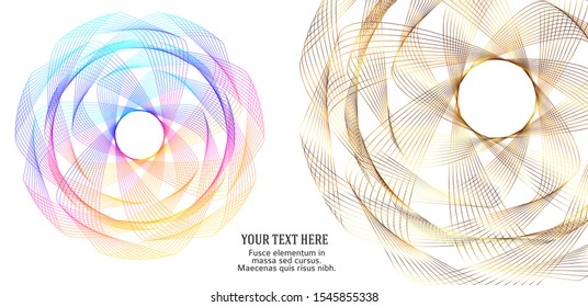 Soft rainbow color. Linear background. Design elements. Poligonal lines. Guilloche. The protective layer for banknotes, diplomas and certificates template. Vector illustration EPS 10