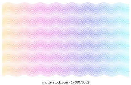 Soft rainbow color. Linear background. Design elements. Poligonal lines. Guilloche. The protective layer for banknotes, diplomas and certificates template. Vector illustration EPS 10