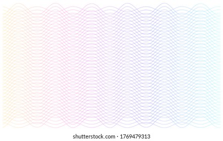Soft rainbow color. Linear background. Design elements. Poligonal lines. Guilloche. The protective layer for banknotes, diplomas and certificates template. Vector illustration EPS 10