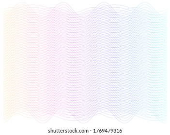 Soft rainbow color. Linear background. Design elements. Poligonal lines. Guilloche. The protective layer for banknotes, diplomas and certificates template. Vector illustration EPS 10