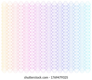 Soft rainbow color. Linear background. Design elements. Poligonal lines. Guilloche. The protective layer for banknotes, diplomas and certificates template. Vector illustration EPS 10