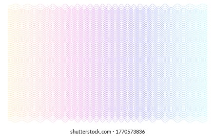 Soft rainbow color. Linear background. Design elements. Poligonal lines. Guilloche. The protective layer for banknotes, diplomas and certificates template. Vector illustration EPS 10