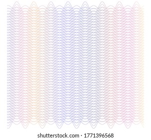 Soft rainbow color. Linear background. Design elements. Poligonal lines. Guilloche. The protective layer for banknotes, diplomas and certificates template. Vector illustration EPS 10