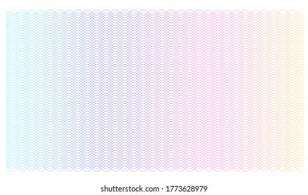 Soft rainbow color. Linear background. Design elements. Poligonal lines. Guilloche. The protective layer for banknotes, diplomas and certificates template. Vector illustration EPS 10