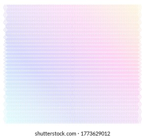 Soft rainbow color. Linear background. Design elements. Poligonal lines. Guilloche. The protective layer for banknotes, diplomas and certificates template. Vector illustration EPS 10