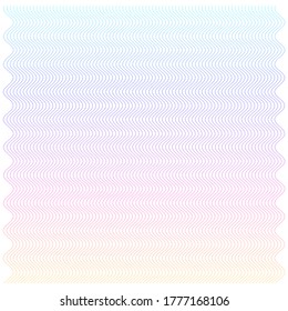 Soft rainbow color. Linear background. Design elements. Poligonal lines. Guilloche. The protective layer for banknotes, diplomas and certificates template. Vector illustration EPS 10
