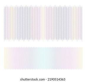Soft rainbow color. Linear background. Design elements. polygonal lines. guilloche. Protective layer for the template of banknotes, diplomas and certificates. Vector illustration EPS 10