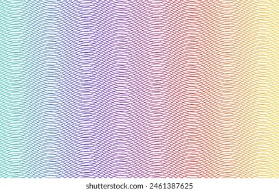 Soft rainbow color. Linear background. Design elements. Polygonal lines. guilloche Protective layer for banknotes, diplomas and certificates template. Vector illustration EPS 10