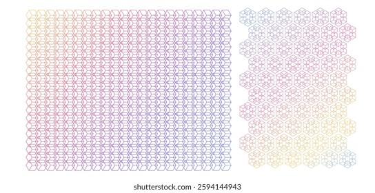 Soft rainbow color. Linear background. Design elements. Poligonal lines. Guilloche. The protective layer for banknotes, diplomas and certificates, voucher template