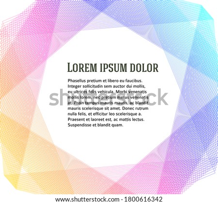 Soft rainbow color. Linear background. Design elements. Poligonal lines. Guilloche. The protective layer for banknotes, diplomas and certificates template. Vector EPS10 lines created using Blend Tool
