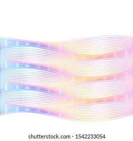 Soft rainbow color. Linear wave background. Design elements. Wavy lines. Guilloche. The protective layer for banknotes, diplomas and certificates template. Vector illustration EPS 10