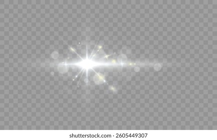 Soft rainbow light burst with glowing lens flare, transparent bokeh highlights, ethereal sparkle effect, pastel-colored radiance, horizontal gleam, dreamy glow with green and yellow reflections
