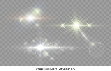 Soft rainbow light burst with glowing lens flare, transparent bokeh highlights, ethereal sparkle effect, pastel-colored radiance, horizontal gleam, dreamy glow with green and yellow reflections