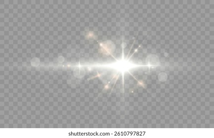 Soft rainbow light burst with glowing lens flare, transparent bokeh highlights, ethereal sparkle effect, pastel-colored radiance, horizontal gleam, dreamy glow with green and yellow reflections