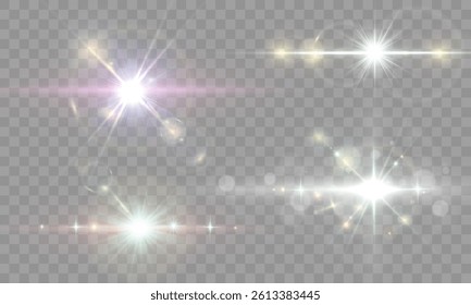 Soft rainbow light burst with glowing lens flare, transparent bokeh highlights, ethereal sparkle effect, pastel-colored radiance, horizontal gleam, dreamy glow with green and yellow reflections