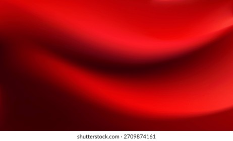 Weiche rote BG mit dynamischen satinierten Wellen. Dunkle Innenraumwand in satten Rottönen. Royal Luxus-Podium und warmes Rampenlicht für Leidenschaft Produkt-Mockup. Realistische Vektorhintergrundgrafik, EPS 10