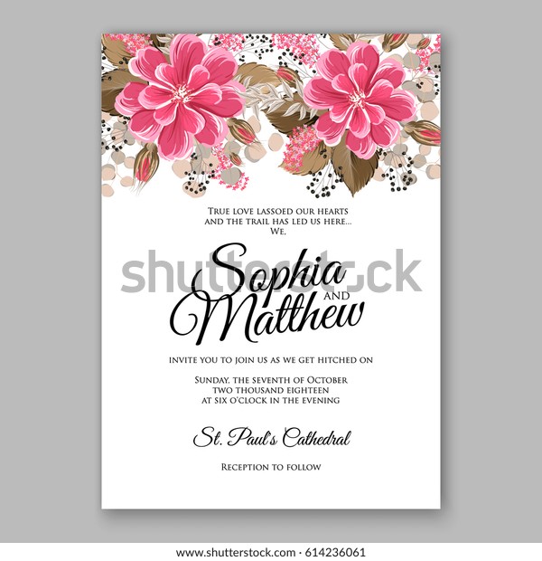 Comfortable Pink Dahlia Marriage ceremony Invitation Card Inventory Vector graphic regarding Printable Invitation Card Stock named Comfortable Crimson Dahlia Marriage Invitation Card Inventory Vector
