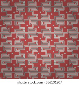 Soft red decorative seamless pattern in liner style.