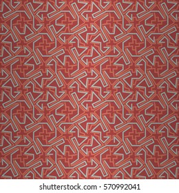 Soft red fancy seamless pattern in graphic style. Vivid, symmetric design for ads, carpet, game or other purpose. Intricate puzzle repeatable backdrop. Modern motif.