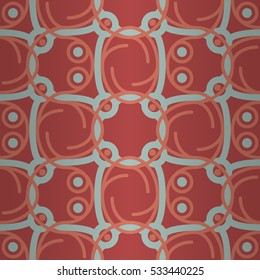 Soft red geometric seamless pattern background in tribal style. Shining, contrast design for textile, surface, game or other purpose. Classic design. Tangled mosaic repeatable backdrop.