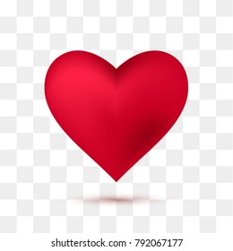 Soft red heart with transparent background. Vector illustration
