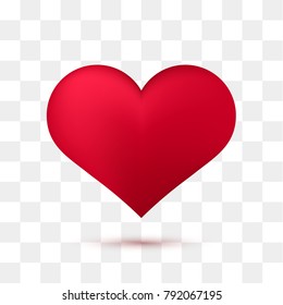 Soft red heart with transparent background. Vector illustration