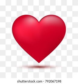 Soft red heart with transparent background. Vector illustration