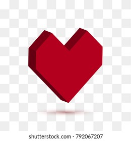 Soft red heart with transparent background. Vector illustration