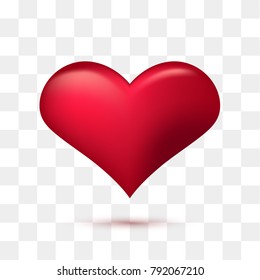 Soft red heart with transparent background. Vector illustration