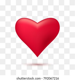 Soft red heart with transparent background. Vector illustration