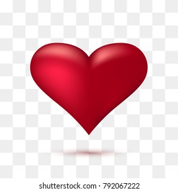 Soft red heart with transparent background. Vector illustration