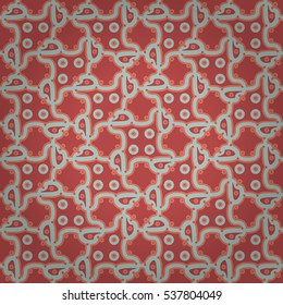 Soft red ornamental seamless pattern in organic style. Vector background.