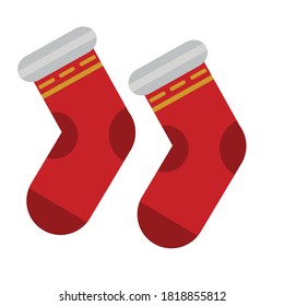 Soft red Santa Claus socks. Christmas