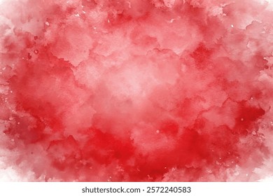 Soft red watercolor background, abstract texture, vibrant hues, artistic design, perfect for invitations, greeting cards.