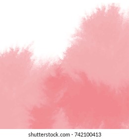 soft red watercolor pattern with overlapping areas and fringed border on white background, vector illustration