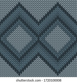 Las flechas de argyle rhombus blando tejen vectores geométricos sin fisuras. La imitación de la estructura del tejido del suéter de la isla. Estilo nórdico sin fisuras de punto. Fondo repetible.