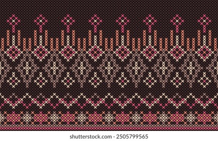 Soft rhombus argyle knitting texture geometric vector seamless. Jacquard knit effect ornament. Scandinavian style seamless knitted pattern. Handicraft backdrop.