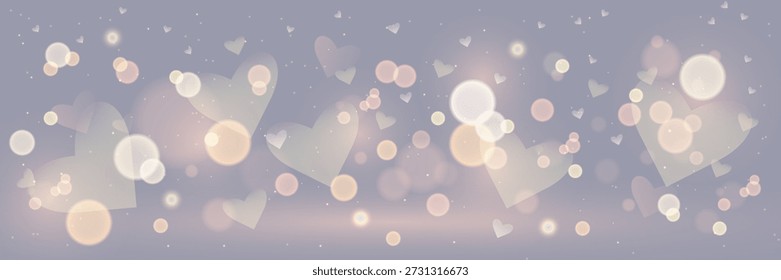 Fondo romántico suave con corazones translúcidos, luces bokeh brillantes y gradiente pastel de ensueño. Perfecto para el día de San Valentín, invitaciones de boda, tarjetas de felicitación y diseños de celebración festiva.