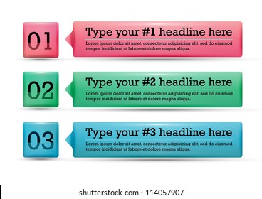 Soft rounded numeric icons with speech bubble. Infographics.