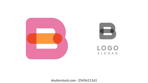 Soft rounded trendy logo, geometric colorful letter B with a modern tech feel, playful monogram design for corporate identity, creative branding, logotype template. Vector logotype