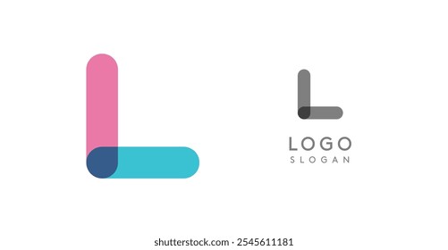 Soft rounded trendy logo, geometric colorful letter L with a modern tech feel, playful monogram design for corporate identity, creative branding, logotype template. Vector logotype