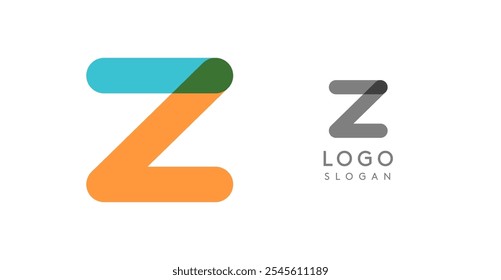 Logotipo de moda redondeado suave, letra Z colorida geométrica con una sensación de tecnología moderna, diseño de monograma juguetón para la identidad corporativa, marca creativa, Plantilla de logotipos. Logotipo del Vector