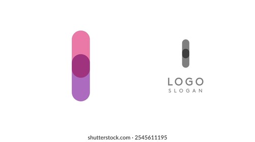 Soft rounded trendy logo, geometric colorful letter I with a modern tech feel, playful monogram design for corporate identity, creative branding, logotype template. Vector logotype