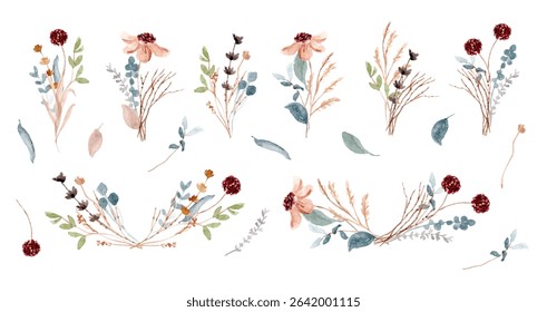 soft rustic floral arrangement watercolor collection