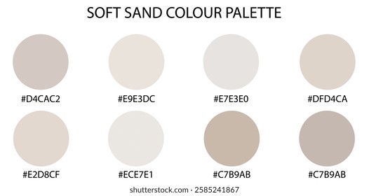 Soft Sand Color Palette Set with Warm Neutral and Earthy Tones for Graphic Design, Branding, UI, Web, Fashion, Interior, and Creative Projects in Minimalist and Elegant Shades