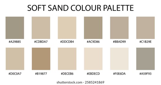 Soft Sand Color Swatches with Elegant and Subtle Warm Tones for Branding, UI, Web, Fashion, Interior, and Graphic Design in Natural, Muted, and Minimalist Aesthetic Shades