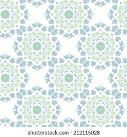 Soft seamless pattern with kaleidoscope flowers