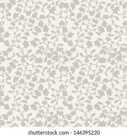 Soft seamless pattern with silhouette of flowers on branches.