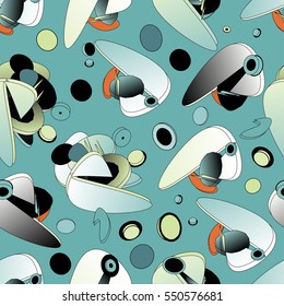 Soft seamless pattern with unusual abstract geometrical shapes.